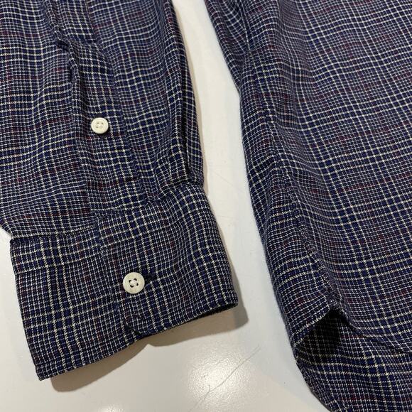 VTG Gitman Bros Nordstrom Men's 16 35 Lg Blue Plaid Button Made in USA - Picture 2 of 9